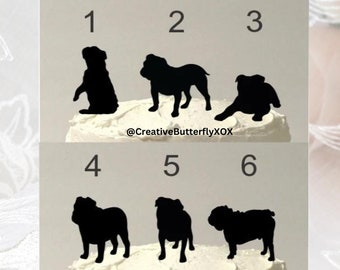 ADD ON - Bulldog Pet Dog (8 Different Options) English Bulldog, British Bulldog, Topper Add on for any Cake Topper From CreativeButterflyXOX