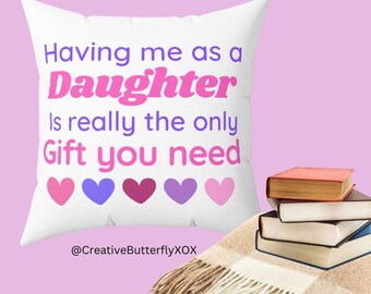 Funny Pillow Gift For Mom, (Pillowcase + Pillow Included) Having Me As A Daughter Pillow, Funny Gift For Mom Square Pillow, Mom's Birthday