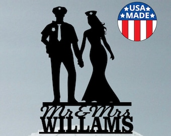 Personalized Policeman and Nurse Bride Wedding Cake Topper, Police Officer Wedding Cake Topper, Wedding Cake Topper Police Man & Nurse