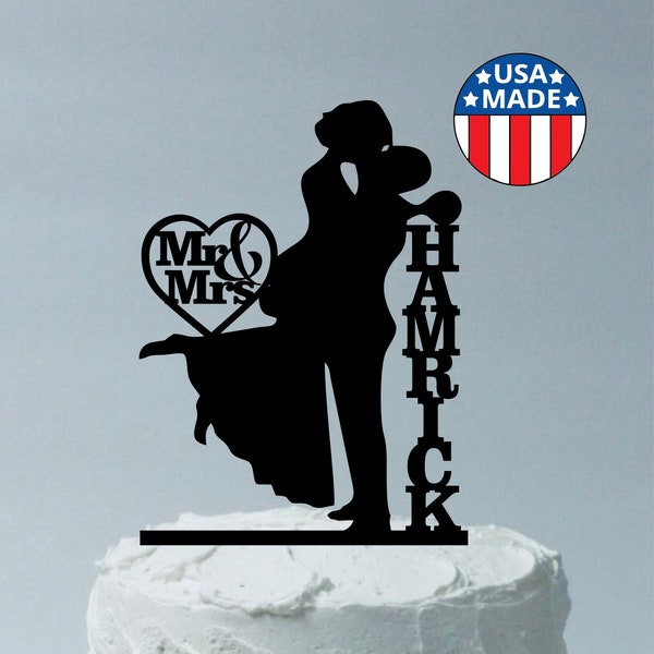 Personalized Wedding Cake Topper, Personalized Silhouette Wedding Cake Topper, Bride and Groom Dancing Wedding Topper