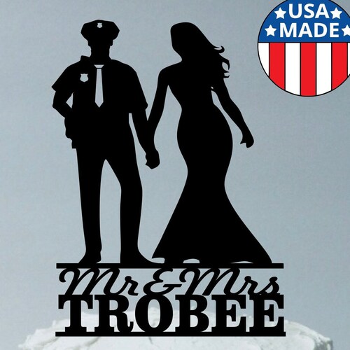 Personalized Wedding Cake Topper Police Officer and Bride Etsy