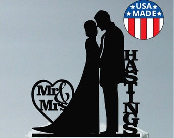 MADE In USA, Silhouette Cake Topper Mr and Mrs Personalized Silhouette Wedding Cake Topper Bride and Groom Cake Topper