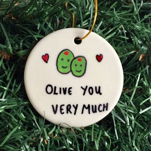 Olive You Very Much Personalized Gift Ornament, Valentines Day Gift, Valentines Ornament, Christmas Ornament, Mr & Mrs Olive You Ornament