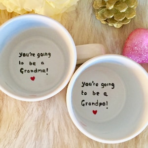 Pregnancy Announcement Surprise Mugs You're Going To be A Grandpa & Grandma Set, Baby Announcement for Grandparents, Grandfather Grandmother image 1
