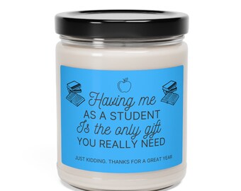 Funny Teacher's Gift Candle (Blue), Scented Soy Candle 9oz, Gift from Student, Teacher Candle Gift, Funny Gift For Teacher, Best Teacher