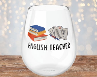 English Teacher Wine Glass, English Teacher Gifts, Gift For English Teacher, English Teacher Thank You Gift, English Teacher Retirement Gift