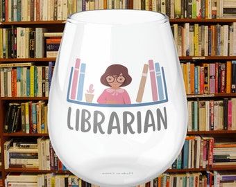 Librarian Wine Glass, Librarian Gifts, Librarian Stemless Wine Glass, Thank You Gift For Librarian, Retirement Gift, Library Co-worker Gift