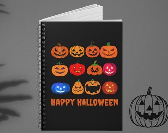 Jack O'Lantern Notebook, Pumpkin Notebook, Halloween Notebook, Jack O' Lantern Journal, Trick or Treat Notebook, Halloween Gifts For Her