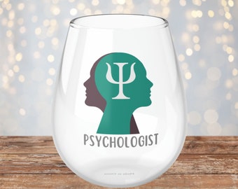 Psychologist Wine Glass, Psychologist Gifts, Psychologist Stemless Wine Glass, Psychologist Thank You Gift, Psychology Profession Glass