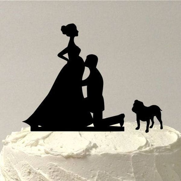MADE In USA, Pregnant Wedding Cake Topper With Dog, Pregnancy Cake Topper Silhouette Wedding Cake Topper Pregnant Baby Shower staffordshire