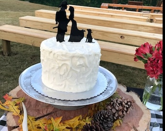 MADE In USA, Fireman and Bride Wedding Cake Topper with Dog, Fireman Wedding Cake Topper, Wedding Cake Topper, Firefighter Cake Topper Pet