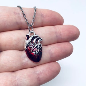 Human Heart Necklace, Silver & Blood Red Heart Necklace, Human Heart ...