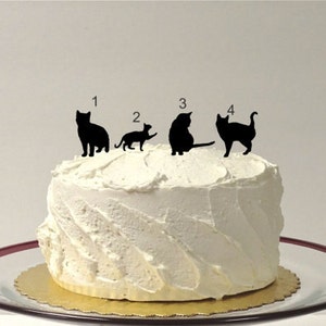 MADE In USA, Cat Bride Groom Silhouette Wedding Cake Topper Pet Cat Groom Lifting Up Bride Family of 3 Silhouette Wedding Cake Topper image 2