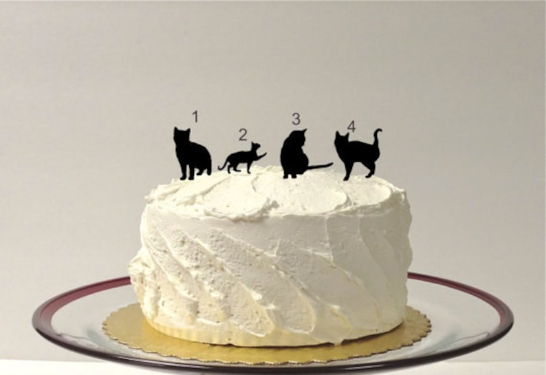 MADE In USA, Cat Bride Groom Silhouette Wedding Cake Topper Pet Cat Groom Lifting Up Bride Family of 3 Silhouette Wedding Cake Topper image 2