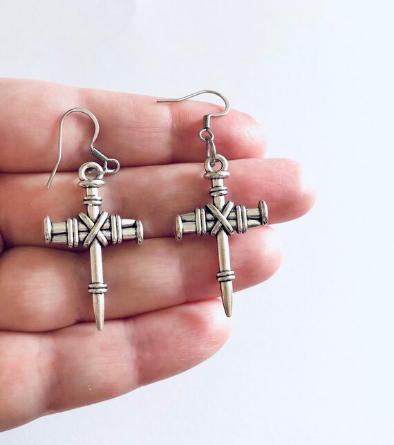 Crucifix earrings deals