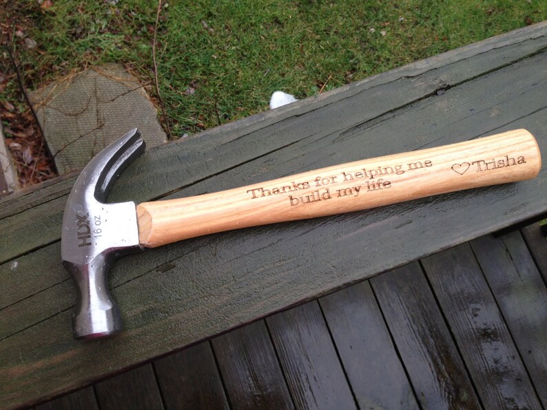 Personalized Hammer Engraved Hammer Thank You For Helping Me Build My Life FATHERS DAY GIFT Custom Name Initials Dad Husband Granddad image 2