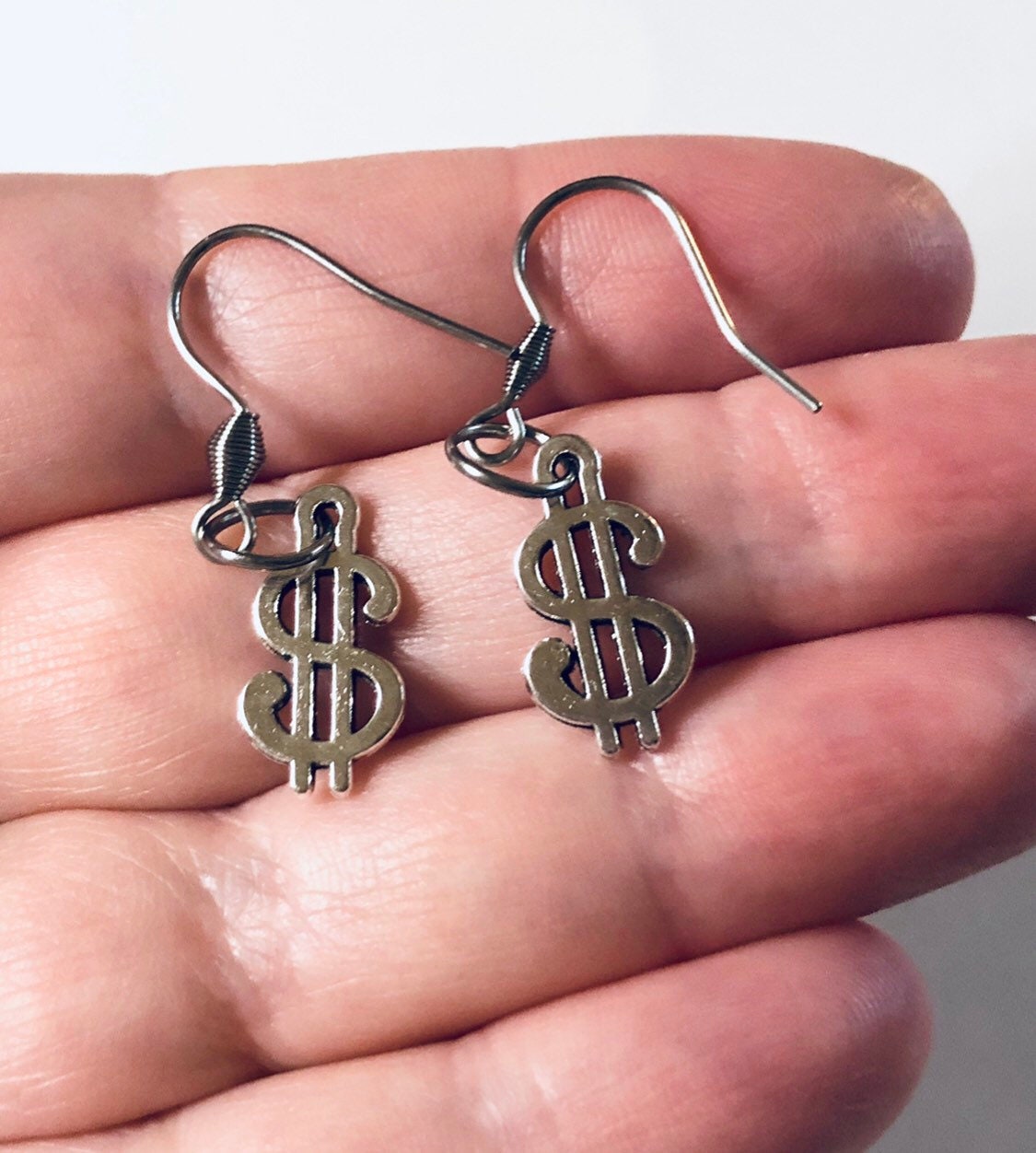 Dollar Bill Earrings Drop Dangle Money Sign Earrings Dollar Etsy