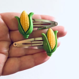 Corn Hair Clips, Corn on the Cob Hair Clips, Vegetable Hair Clips, Farm Life Cottage Core Aesthetic Vegan Hair Accessories, Corn Snap Clips