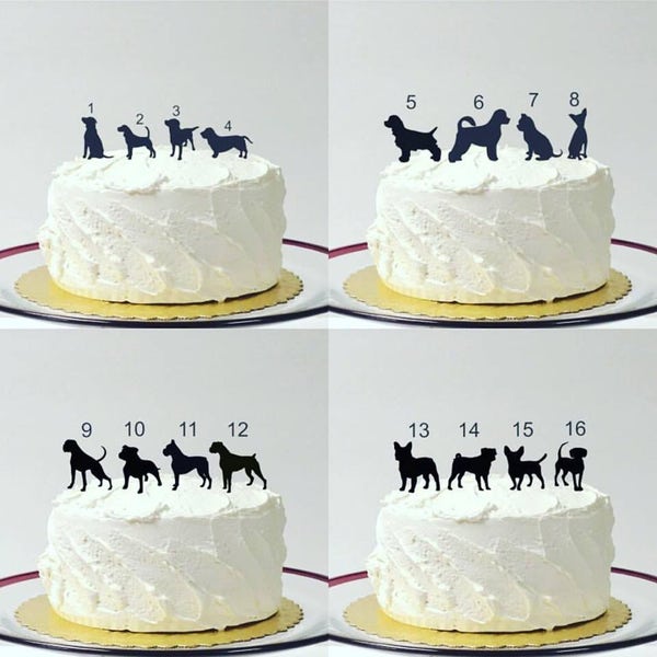 ADD ON Dog (48 Different Dog Options To Choose From)  Silhouette Cake Topper Add on for any silhouette Wedding Cake Topper Animal Pet dog