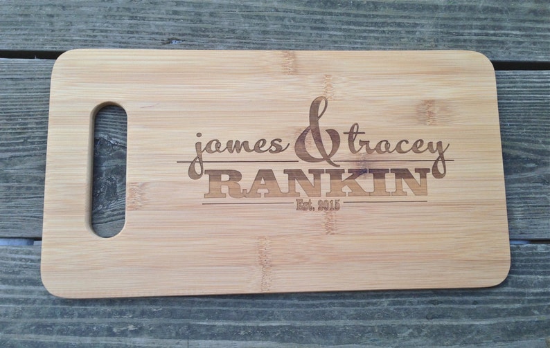 Personalized Cutting Board Custom Engraved Monogram Wooden Cutting Board 14 X 7.5 Monogramed Wedding Gift House Warming Gift Wooden Board