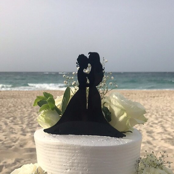 Lesbian Wedding Cake Topper 2 Brides In Dresses Same Sex Cake Etsy