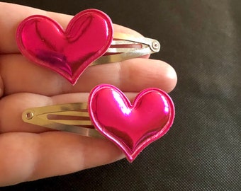 Hot Pink Heart Hair Clips, Lovecore Aesthetic Hair Accessories for Valentine’s day Party