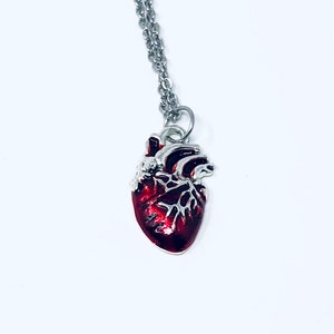 Human Heart Necklace, Silver & Blood Red Heart Necklace, Human Heart ...