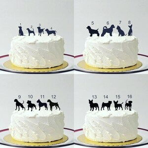 MADE In USA, Silhouette Cake Topper With Pet Dog, 48 Different Dogs to Choose, Family of 3 Silhouette Wedding Cake Topper Bride and Groom image 3