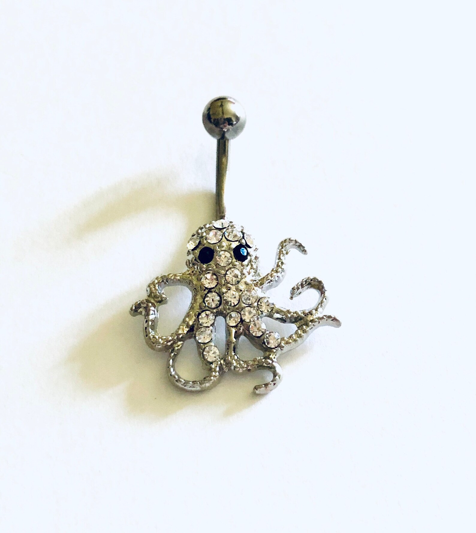 Rhinestone Encrusted Octopus Belly Button Charm Navel Etsy