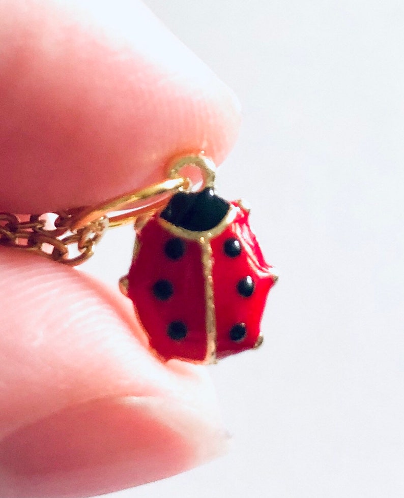 Gold Ladybug Necklace Red Ladybug Necklace Chain Gold Plated Etsy