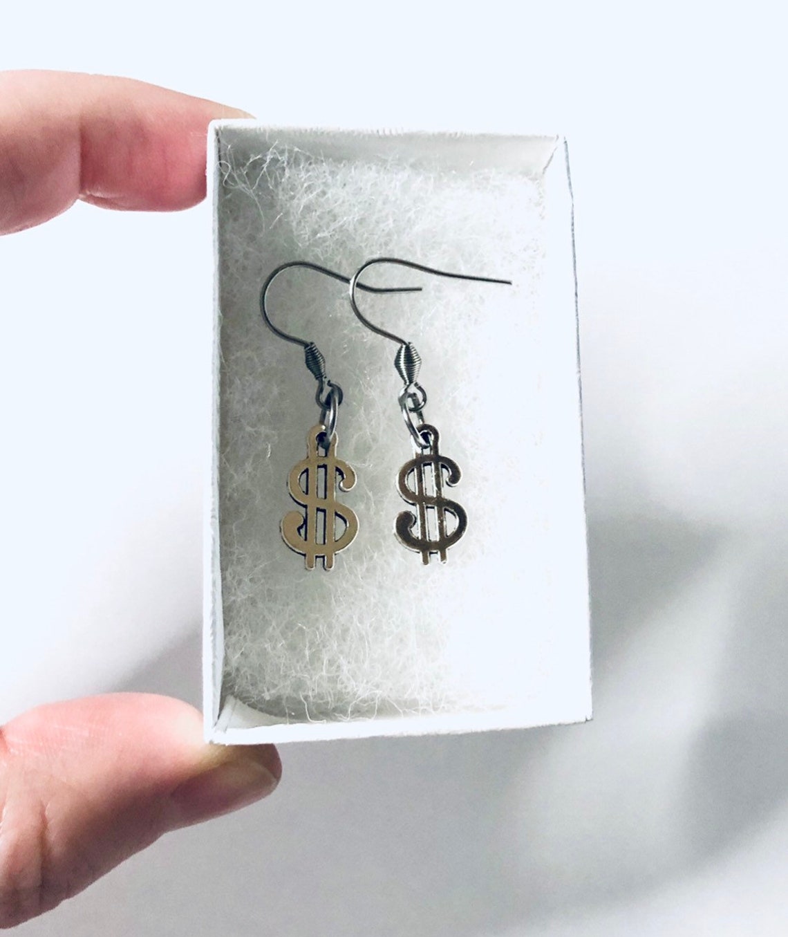 Dollar Bill Earrings Drop Dangle Money Sign Earrings Dollar Etsy