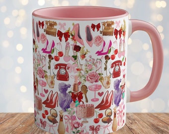 Coquette Mug, Coquette Collage Coffee Mug, Feminine Mug, Female Venus Mug, Girly Retro Mug