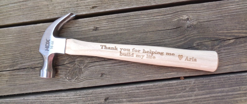 Personalized Hammer Engraved Hammer Thank You For Helping Me Build My Life FATHERS DAY GIFT Custom Name Initials Dad Husband Granddad image 1