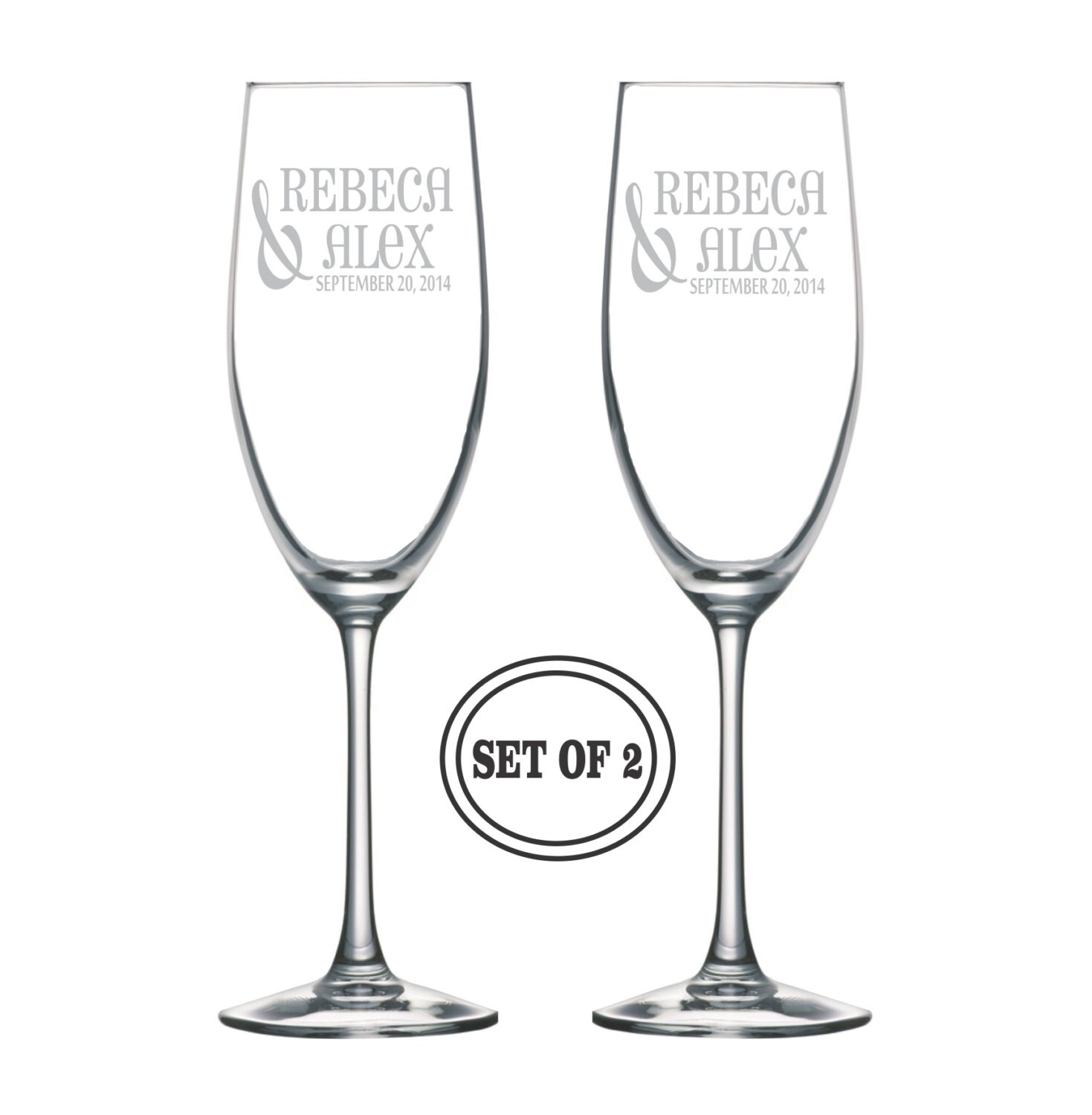 2 ETCHED Champagne Glasses Wedding Gift Personalized Toasting Etsy