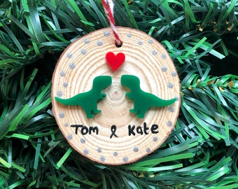 T-Rex Ornament, Personalized Dinosaur Couple Ornament, Dinosaurs in Love, Best Christmas Gift Boyfriend Husband Wife Girlfriend