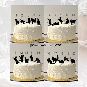 ADD ON Cat Silhouette Cake Topper, 20 Different Cat Silhouettes to Choose From,  Add a Cat to Wedding Cake Topper Bride Animal Pet Cat