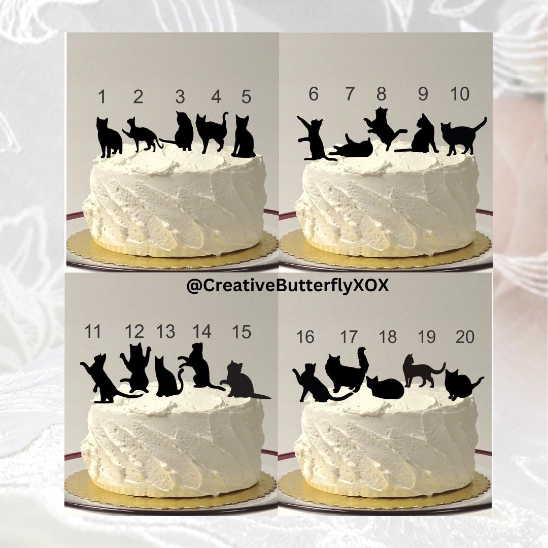 ADD ON Cat Silhouette Cake Topper, 20 Different Cat Silhouettes to Choose From,  Add a Cat to Wedding Cake Topper Bride Animal Pet Cat