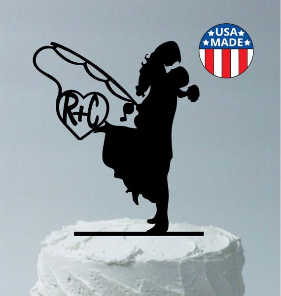 Made In Usa Fishing Themed Wedding Cake Topper Personalized Etsy