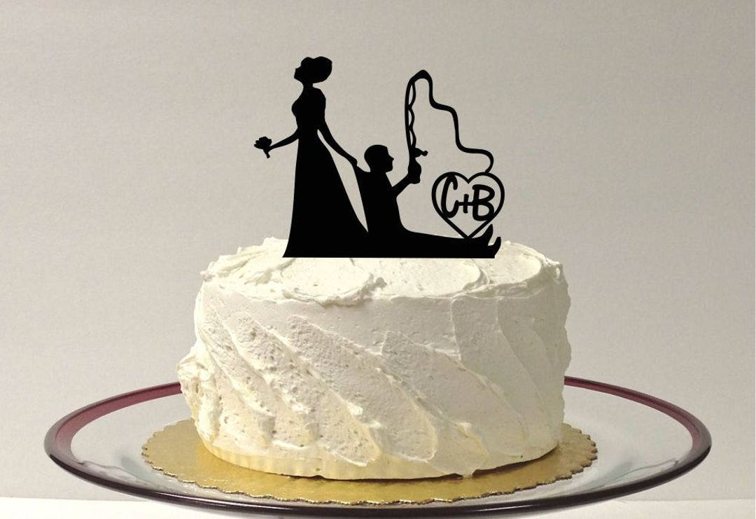 Topper gâteau personnalisé mariage 2 Initiales moderne - Planète