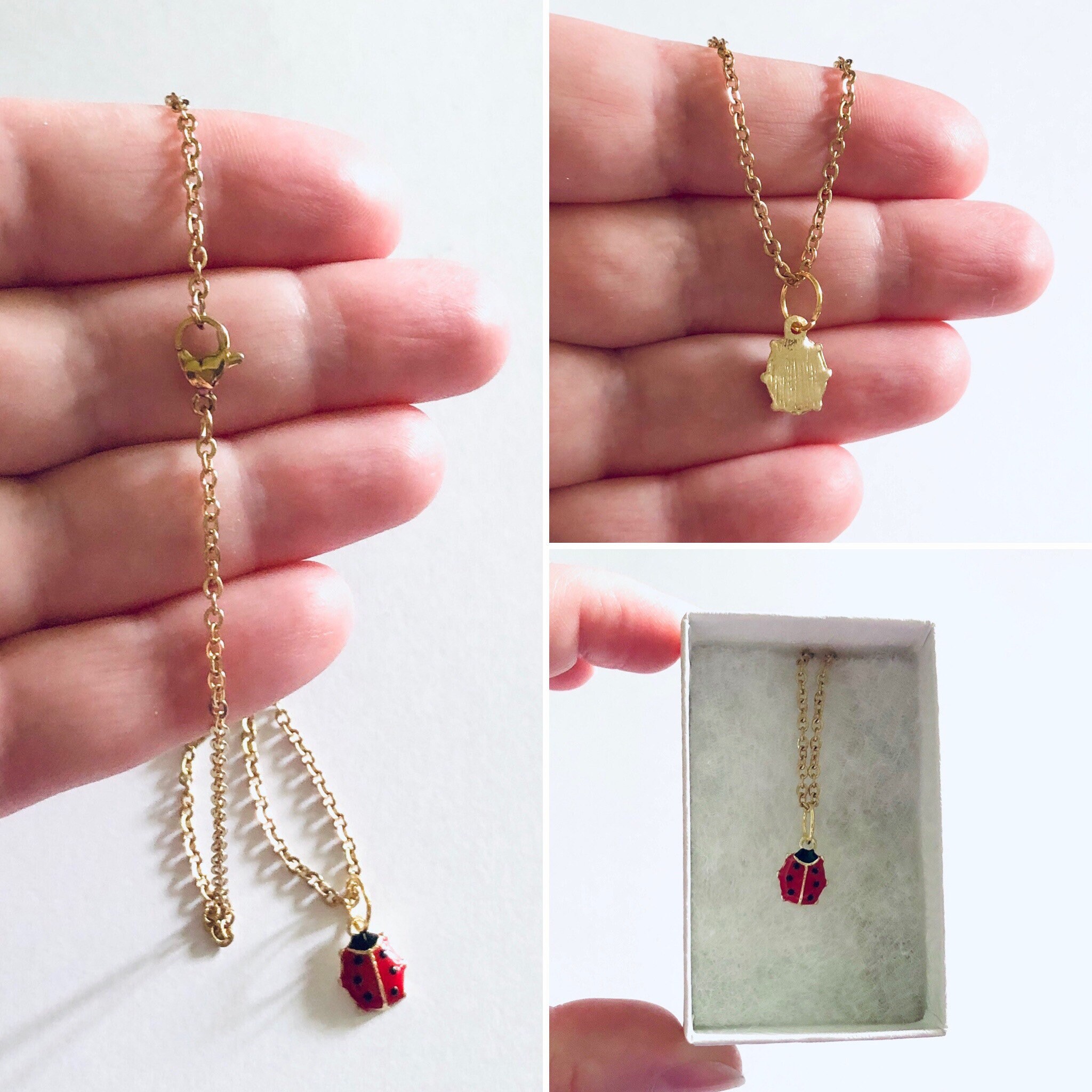 Gold Ladybug Necklace Red Ladybug Necklace Chain Gold Plated | Etsy