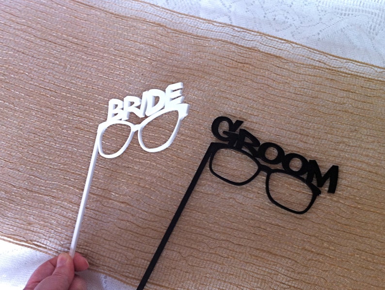 Thick ACRYLIC PHOTOBOOTH PROPS Bride and Groom Glasses Strong and Durable Acrylic Wedding Photo Booth Props Bride and Groom Gloasses image 2