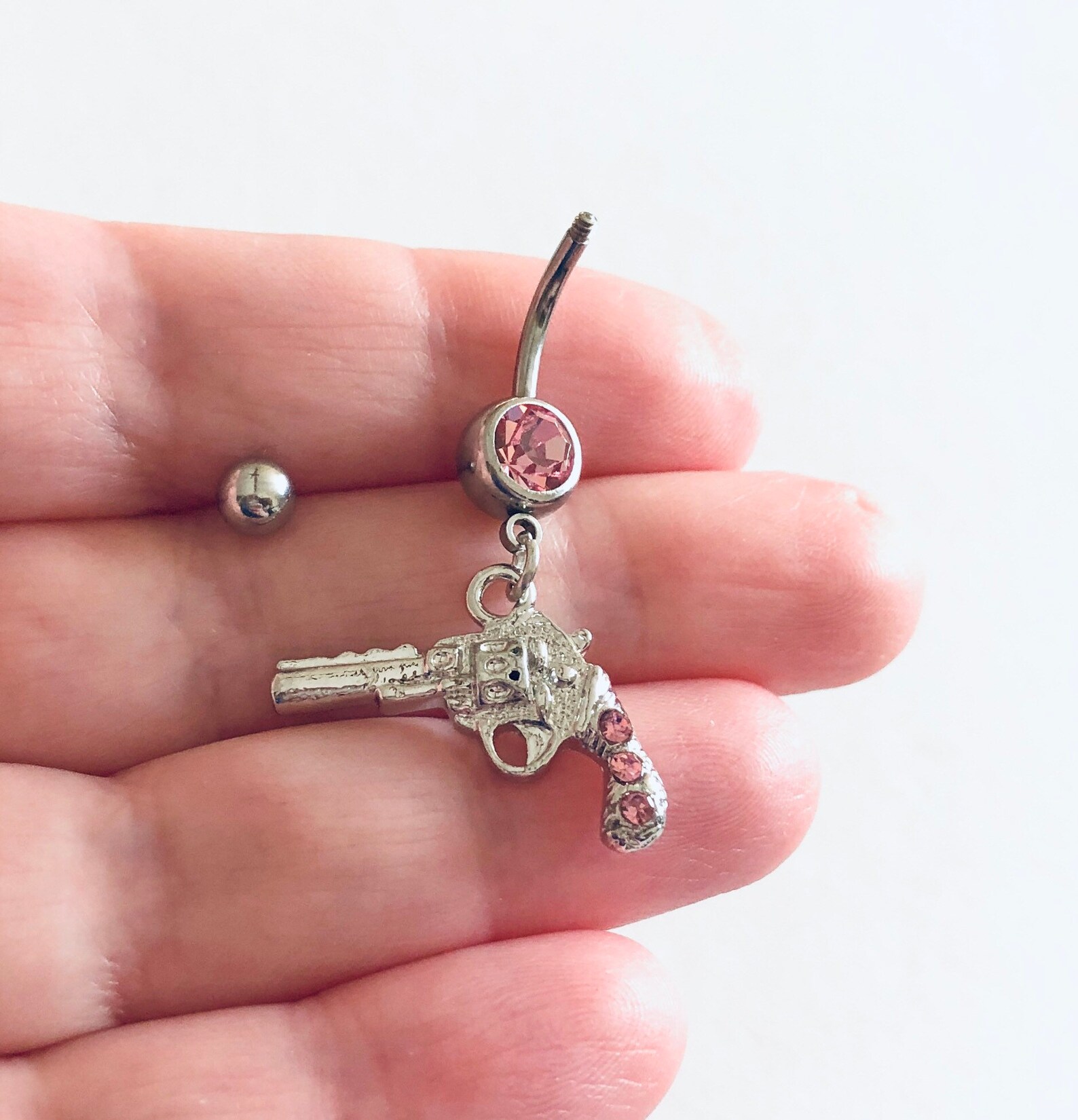 Pink Diamond Gun Belly Button Ring Gun Belly Ring Belly Etsy