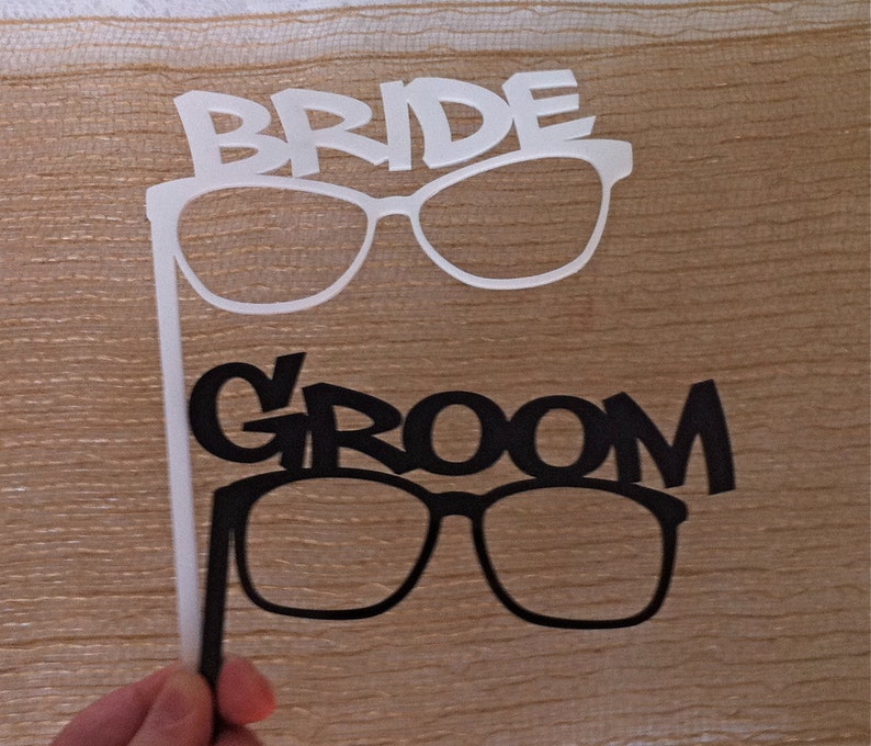 Thick ACRYLIC PHOTOBOOTH PROPS Bride and Groom Glasses Strong and Durable Acrylic Wedding Photo Booth Props Bride and Groom Gloasses image 3