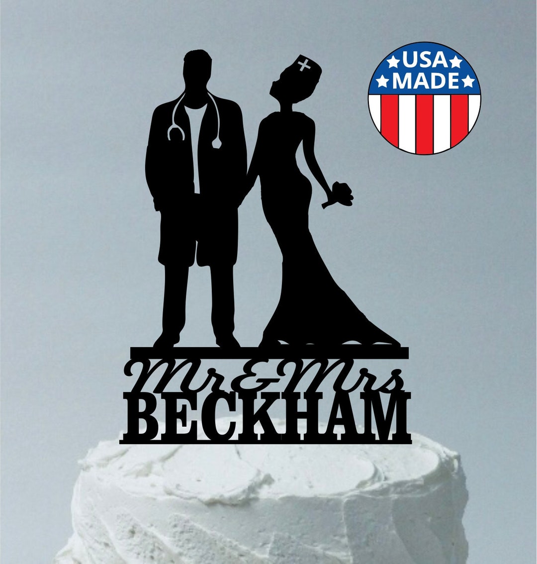 Doctor and Nurse Wedding Cake Topper Personalized Doctor & Bride Cake