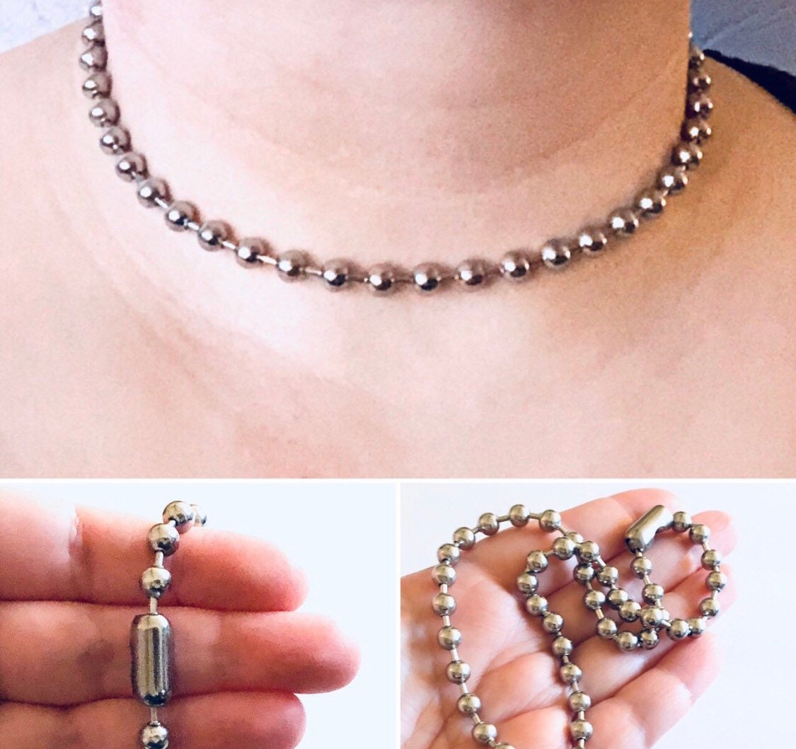 Chunky Ball Chain Choker Stainless Steel Thick Ball Chain Etsy