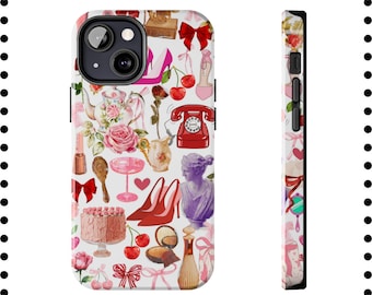 Coquette Phone Case Collage, Feminine Beauty Phone Case, Spring Retro Ladylike Aesthetic Phone Case