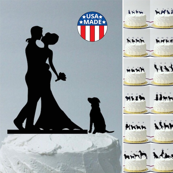 Made In Usa Include Your Dog Bride Groom Silhouette Etsy