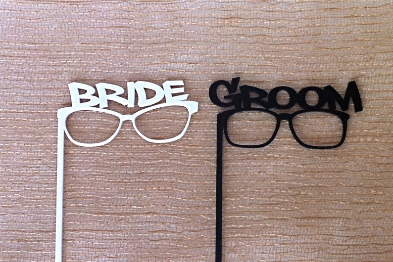 Thick ACRYLIC PHOTOBOOTH PROPS Bride and Groom Glasses Strong and Durable Acrylic Wedding Photo Booth Props Bride and Groom Gloasses image 4