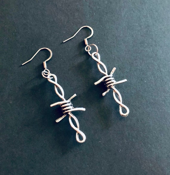 Silver goth earrings deals