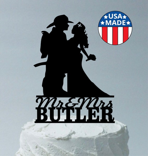 Made In Usa Personalized Fireman And Nurse Wedding Cake Etsy
